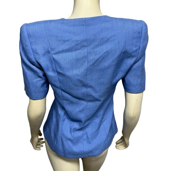 Vintage 90’s Christopher Light Blue Short Sleeve Blazer Shoulder Pads Business - Picture 4 of 8